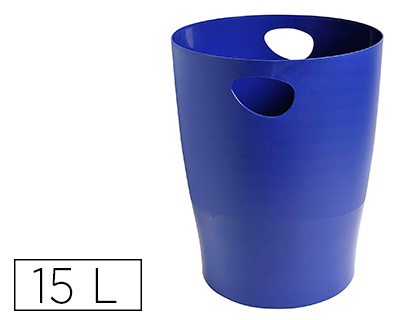 Papelera plástico Exacompta ecoblack azul 15 l.